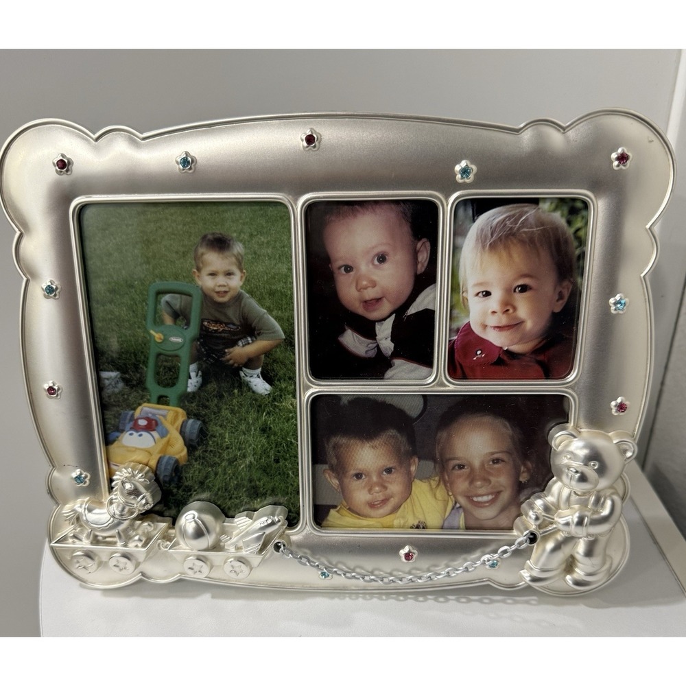 Vintage Royal Limited Silver Tone Baby Collage 3D Photo Picture Frame
